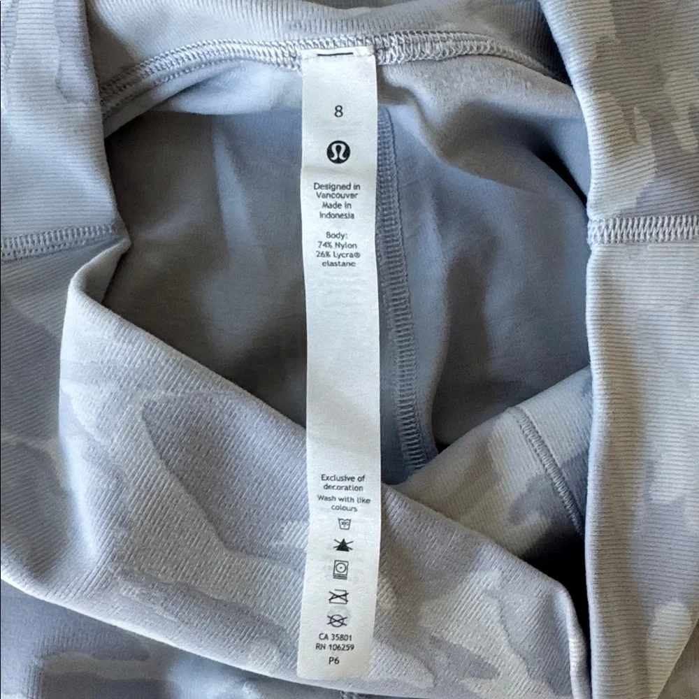 LULULEMON leggings size 8 camo jacquard alpine white high waist full length grey - Picture 6 of 6